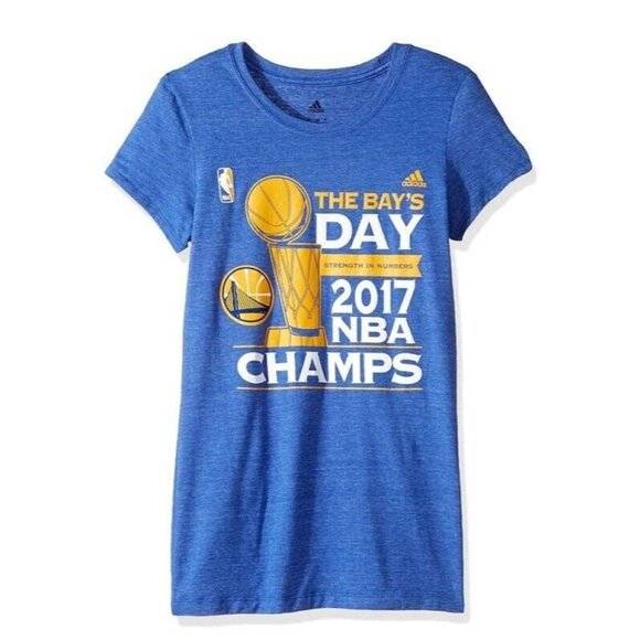 Adidas NBA 4 Her Golden State Warriors Womens 2017 Champs The Bays Day Blue M - Picture 1 of 4